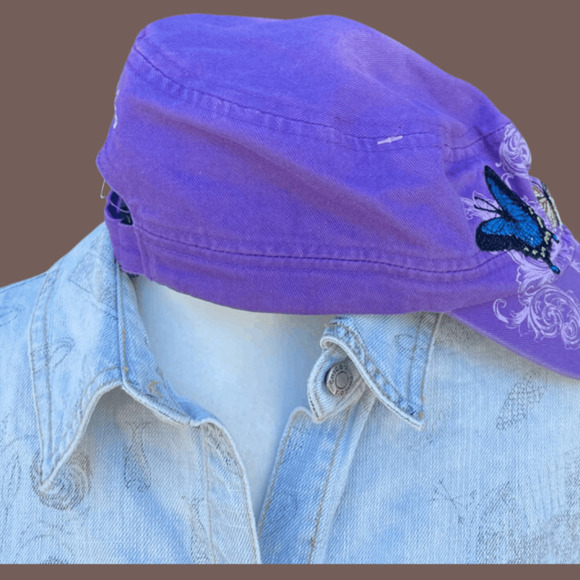 Oakland Zoo Butterfly Hat | Purple Cotton | One Size | Vintage - Picture 3 of 4